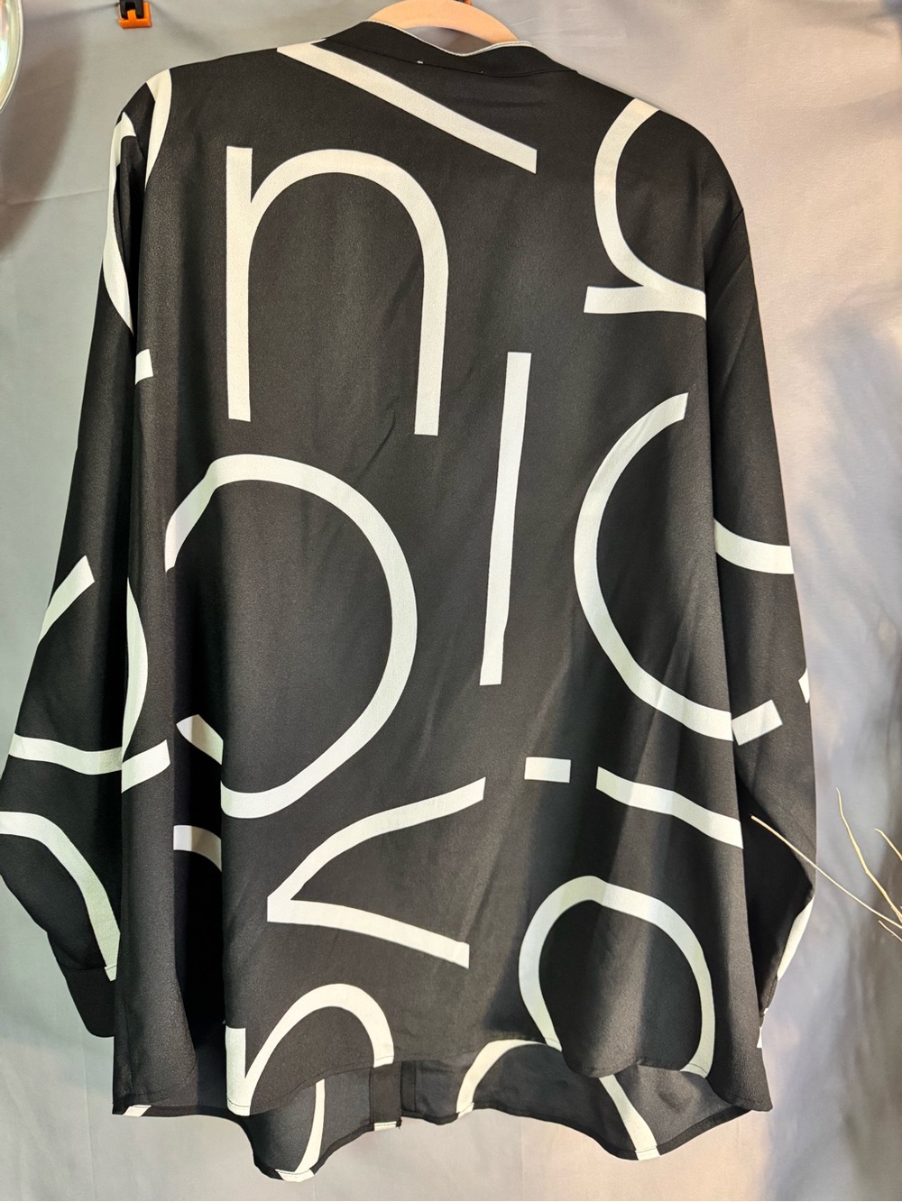 Calvin Klein Black and White Graphic Button-Down Shirt - Picture 2 of 3